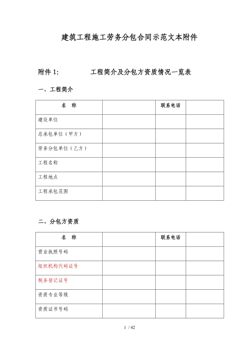 建筑工程施工劳务分包合同示范文本.docx